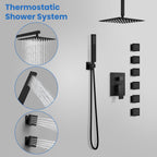 gotonovo Rainfall Shower System with Full Body Jets 6pcs Matte Black