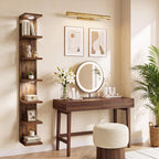 Fixwal 7 Tier Wall Shelf with LED Lights for Room Decor Rustic Brown