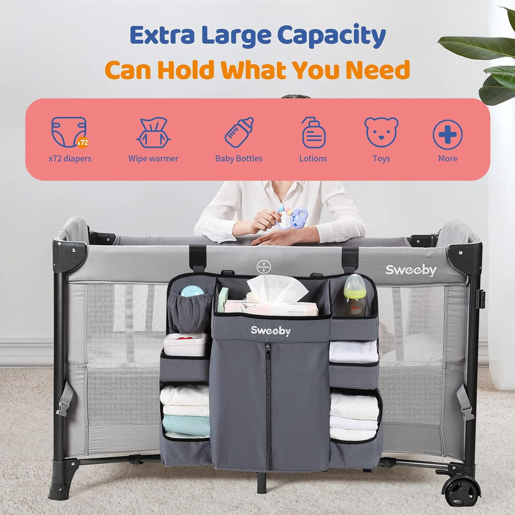 Diaper Organizer for Changing Table and Crib Diaper Stacker Nursery Organizers for Cribs Hanging Diaper Caddy Organizer for Baby Essentials