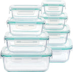 Vtopmart 8 Pack Glass Food Storage Containers with Lids Green