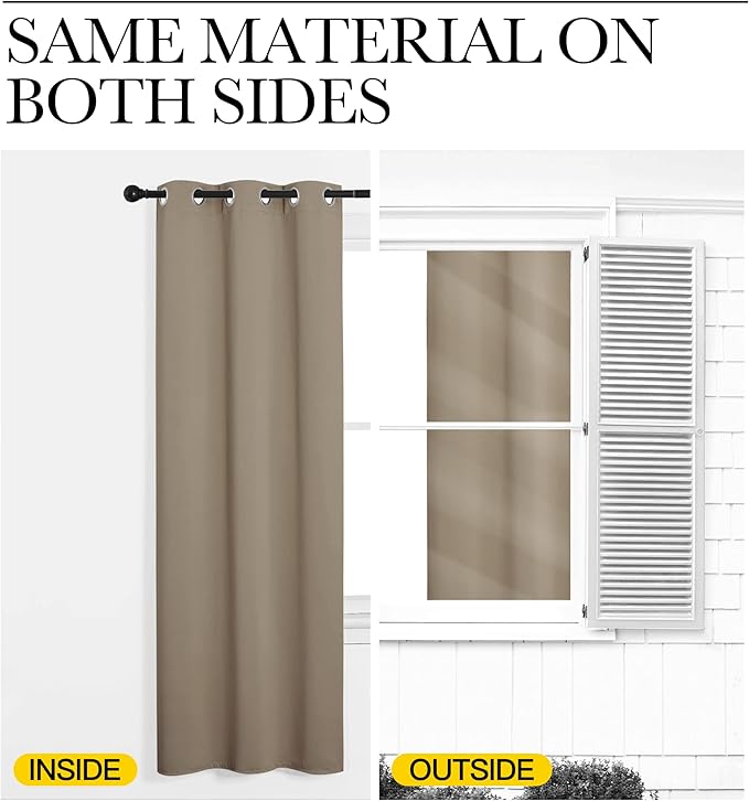 NICETOWN Blackout Window Curtains 80 inch Long, 2 Panels, 34 inch, Grommet Top - Image 5