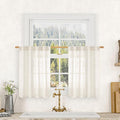 LAMIT Cream Linen Kitchen Curtains 30 Inch Length, Semi Sheer Light Filtering by LAMIT