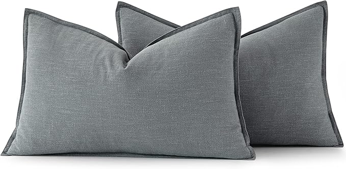 MIULEE Decorative Linen Lumbar Pillow Covers 12x20 Inch Gray ​Boho Farmhouse​ - Image 6