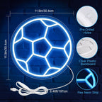 Soccer Neon Sign for Wall Decor, Dimmable Soccer LED Sign with USB Powered ON/OFF Switch, 12 x 12 In Football Neon Light for Boys Bedroom, Game Room, Living Room, Club, Soccer Gifts for Kids Teens