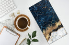 HAISUKA Blue & Gold Marble Lightweight Bath & Kitchen Towels - Soft, Absorbent Modern Decor