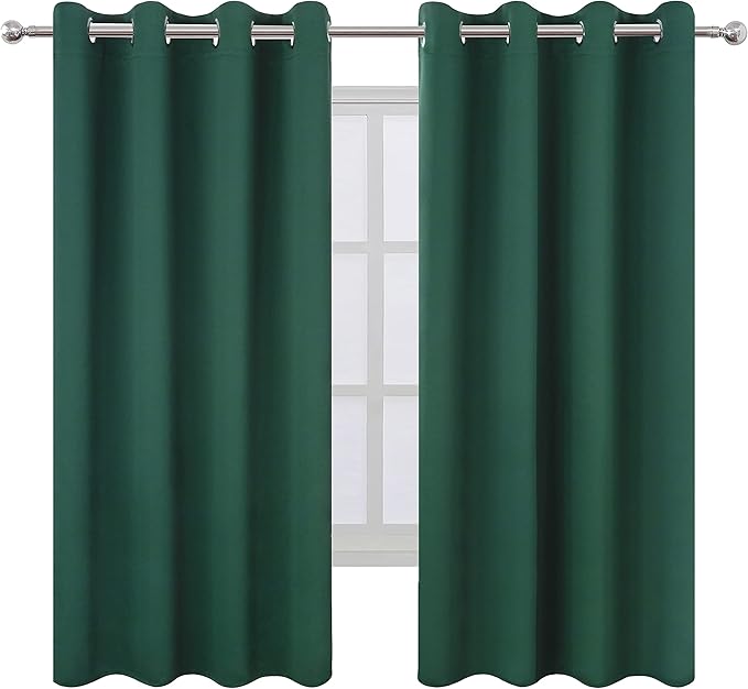 LEMOMO Dark Green Blackout Curtains 66 x 63 Inch Length/Set of 2 Curtain - Image 2