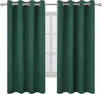 LEMOMO Dark Green Bedroom Blackout Curtains/52 x 63 Inch Long/Set of 2 Curtain - Image 2