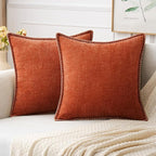 MIULEE Pack of 2 Couch Throw Pillow Covers 18x18 Inch Rust Farmhouse Decorative by MIULEE