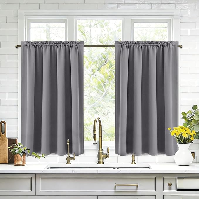 DWCN Short Grey Blackout Curtains by DWCN