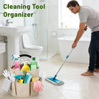17L Foldable Cleaning Caddy with Handle，Cleaning Products Organiser (Beige)