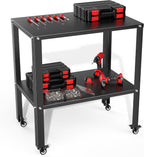 TORACK Rolling Metal Workbench, 32x20.5 in Work Table with Perforated Top