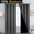 Yakamok Dark Grey Full Shade Curtain Panels, Heavy Duty Lined Curtains 84 - Image 2