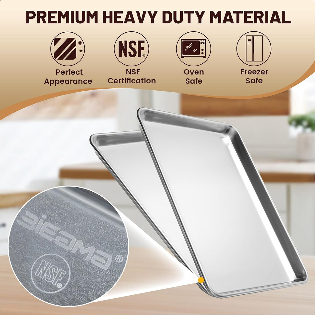 BIEAMA 6 Pack 26" x 18" Full Size Baking Sheet Pan, Aluminum Commercial Pan