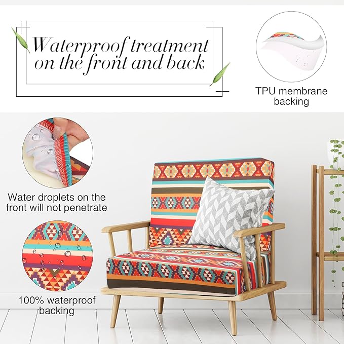 Newwiee 8Pcs Patio Cushion Covers Stretch Outdoor Cushion Cover Replacement - Image 4