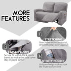 ULTICOR Reclining Love Seat Slipcover, 6-Piece Velvet Stretch Loveseat - Image 4