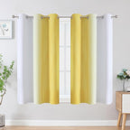 Estelar Textiler Yellow and Greyish White Ombre Blackout Curtains 45 Inch - Image 2