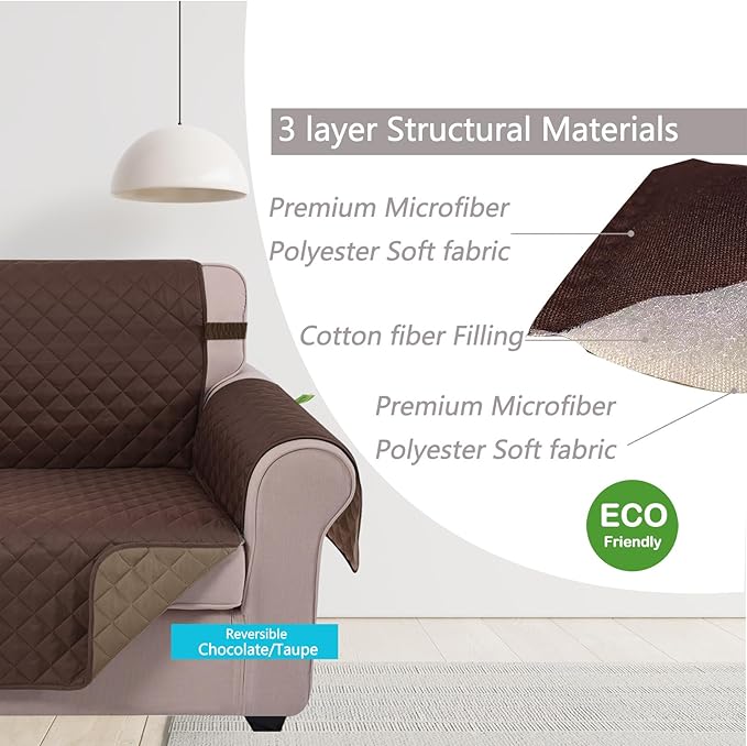 U-NICE HOME Reversible Oversized Chair Covers Quilted Water Repellent Pet - Image 5
