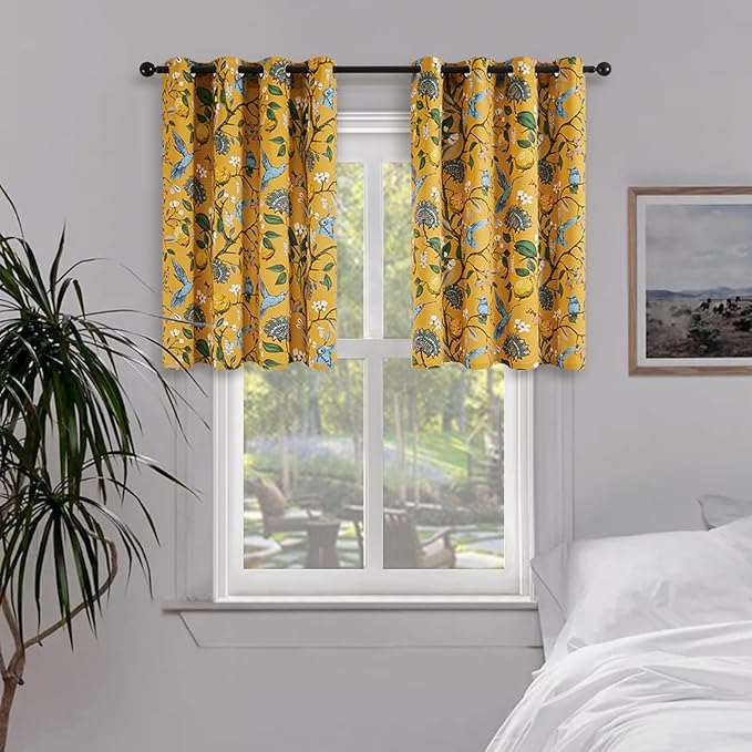 Topfinel Mustard Yellow Kitchen Tier Curtains 36 Inches Long Dark Yellow by Topfinel