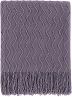 BOURINA Dark Lavender Throw Blanket 60 x80 Inches Throw Textured Solid Soft by BOURINA