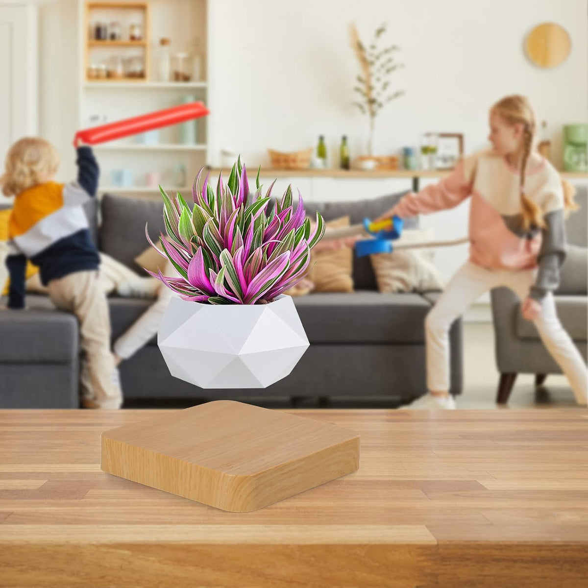 Levitating Air Bonsai Pot, Cool Stuff,Rotation Flower Pot Planters, Potted Plant Home Desk Decor in Flower Pots & Planters from Home & Garden on (Light Color)