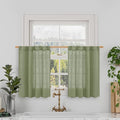 LAMIT Short Window Linen Curtains 36 Inch Length 2 Panels, Sage Green Light by LAMIT