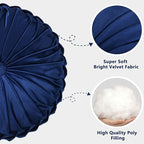 HIG Set of 2 Decorative Round Pleated Throw Pillows, Classy Accent Pumpkin - Image 3