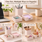 Aesthetic Desk Organizer Set,3-Piece Sturdy Plastic Office Accessories