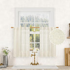 LAMIT Short Kitchen Linen Curtains 30 Inch Length by LAMIT