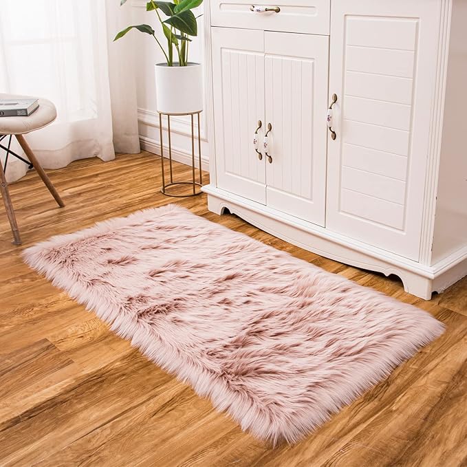EasyJoy Ultra Soft Fluffy Shaggy Area Rug Faux Fur Rug Chair Cover Seat Pad - Image 4
