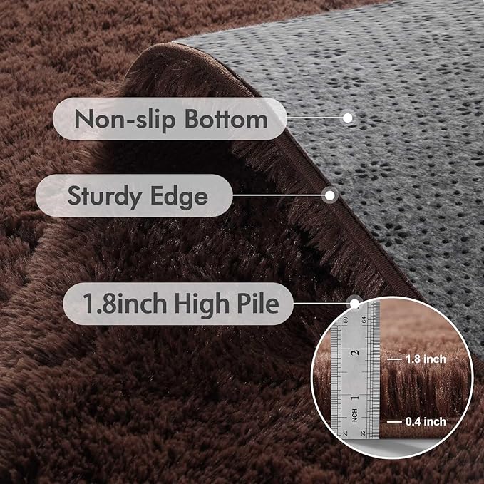 5x7 Ft Brown Shag Rugs for Bedroom Living Room, Ultra Soft Fluffy Furry Area - Image 5