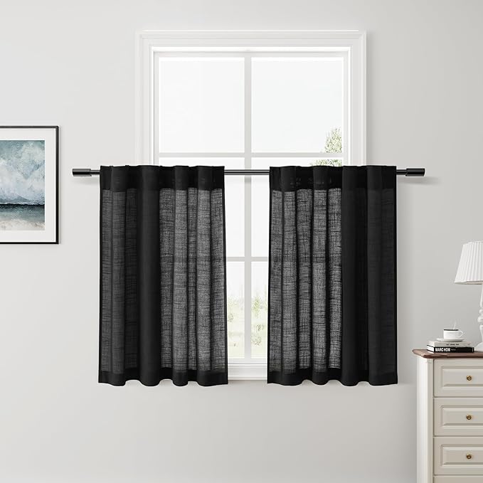 Nanspring Short Linen Curtains 36 Inch Length by Nanspring