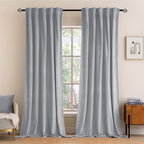 MIULEE Greyish White Velvet Curtains 108 inches Long 2 Panels by MIULEE