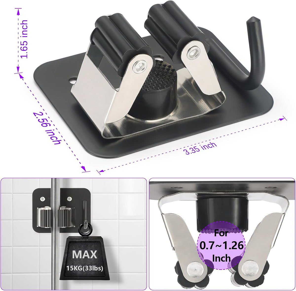 Broom Holder Wall Mount Rack, 304 Stainless Steel Mop and Tool Organizer