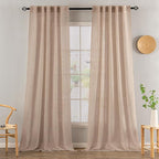 MIULEE Natural Beige Linen Curtains 108 Inches Long 2 Panels by MIULEE