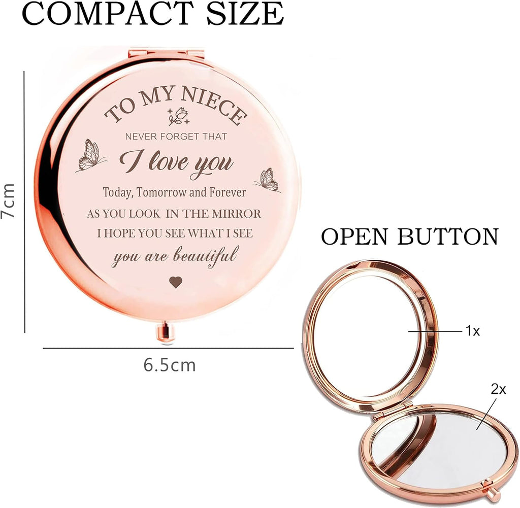 Niece Compact Mirror - Makeup Mirror Gifts for Niece from Aunt, Birthday & Christmas