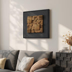 Framed 3D Textured Wood Wall Art for Living Room, Abstract Geometric 20x20
