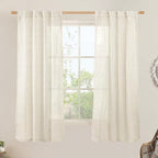 LAMIT 63 Inch Semi Sheer Linen Curtains, Light Filtering Panels Back Tab and by LAMIT