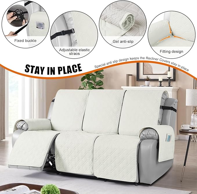 VANSOFY Waterproof Recliner Couch Covers, Sofa Covers 1-Piece Washable - Image 3