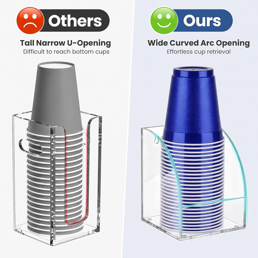 Cup Dispenser, Wall Mount Water Cooler Cups Holder Fit 18oz Cups
