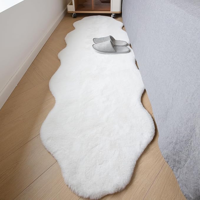 ThreadGlobe Fluffy Faux Rabbit Fur Rug Runner 2'x6', Ultra Soft & Non-Slip Rugs by Unknown