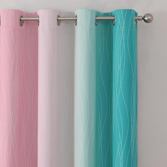 Estelar Textiler Pink and Teal Blackout Curtains 54 Inch Length, Full Light - Image 4