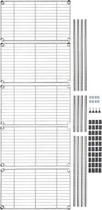 Amazon Basics 5-Shelf Adjustable Storage Shelving Unit for Garage, Steel Wire Rack, 200 Pound Loading Capacity per Shelf, 23.2" x 13.4" x 60", Chrome Finish