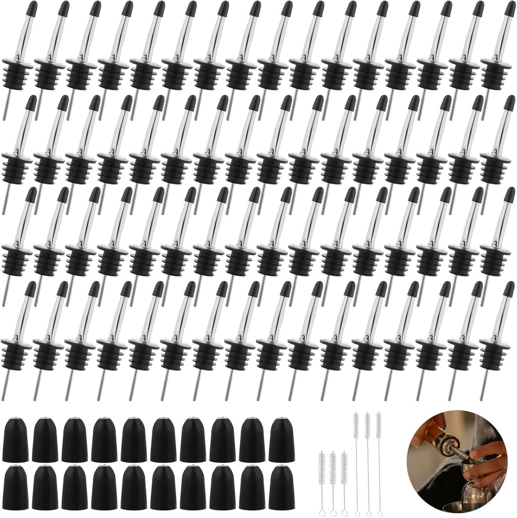 72 Pcs Stainless Steel Liquor Pour Spouts, Bottle Pourers for Alcohol