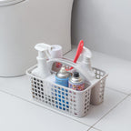 Portable Shower Caddy Basket Plastic Storage Basket with Divided Light Grey