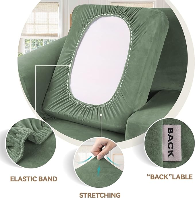 WEERRW 4 Pieces Velvet High Stretch Couch Covers - Image 3