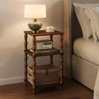Yoobure Small Side Table - Walnut End Tables Living Room with Spindle Legs