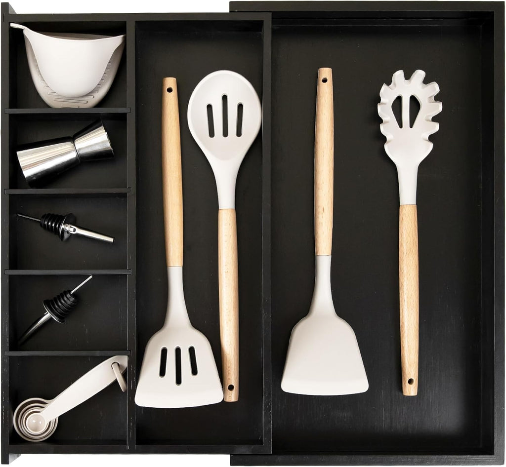 KitchenEdge Utensil & Junk Drawer Organizer, 16-28 in, Bamboo