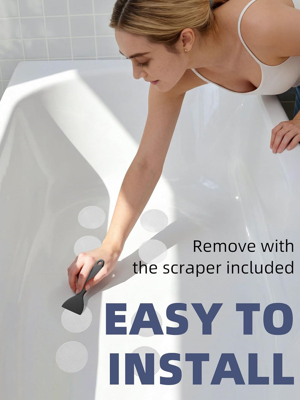 Secopad Round Non Slip Bathtub Stickers with Scraper, 36PCS, Clear