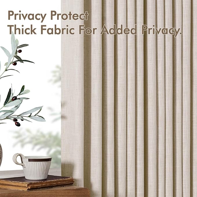 MIULEE Pinch Pleated Thick Linen Curtains 96 Inches Long 2 Panels - Image 7