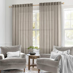 MIULEE Burlywood Birch Linen Curtains 45 Inch Length 2 Panels - Image 2